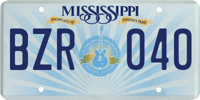 MS license plate BZR040