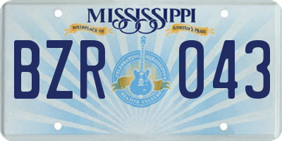 MS license plate BZR043