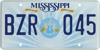 MS license plate BZR045