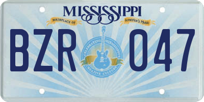 MS license plate BZR047