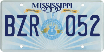 MS license plate BZR052