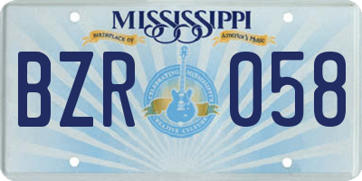 MS license plate BZR058