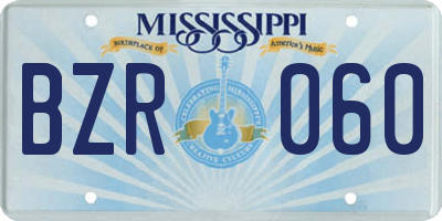 MS license plate BZR060