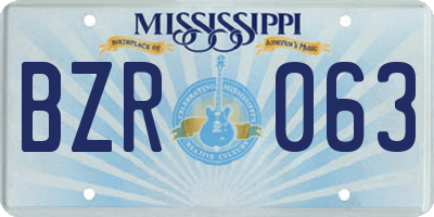 MS license plate BZR063