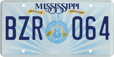 MS license plate BZR064