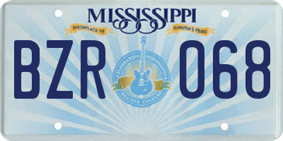MS license plate BZR068