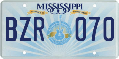 MS license plate BZR070