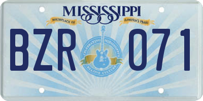 MS license plate BZR071
