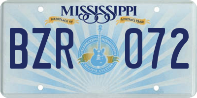 MS license plate BZR072