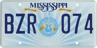 MS license plate BZR074