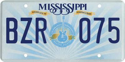 MS license plate BZR075