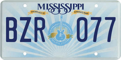 MS license plate BZR077