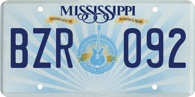 MS license plate BZR092