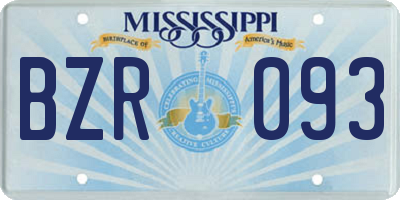 MS license plate BZR093