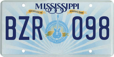 MS license plate BZR098