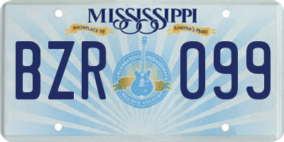 MS license plate BZR099