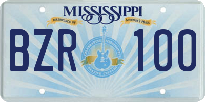 MS license plate BZR100