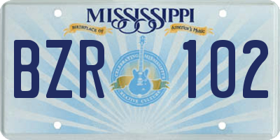 MS license plate BZR102