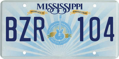 MS license plate BZR104