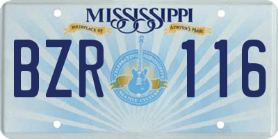 MS license plate BZR116