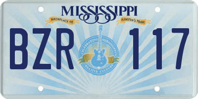 MS license plate BZR117