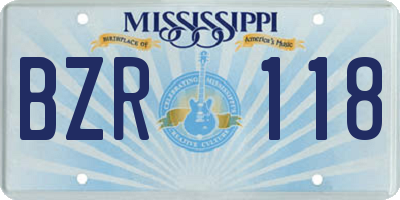 MS license plate BZR118