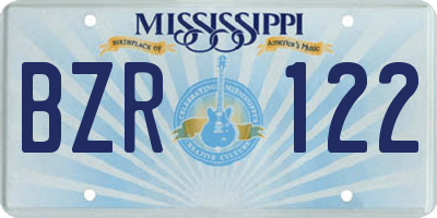 MS license plate BZR122