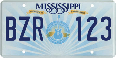 MS license plate BZR123