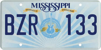 MS license plate BZR133