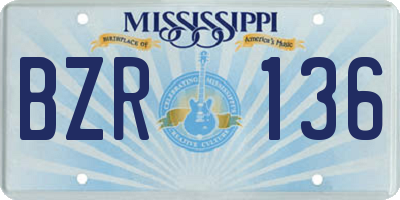 MS license plate BZR136