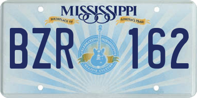 MS license plate BZR162