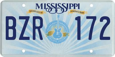 MS license plate BZR172