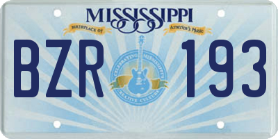 MS license plate BZR193