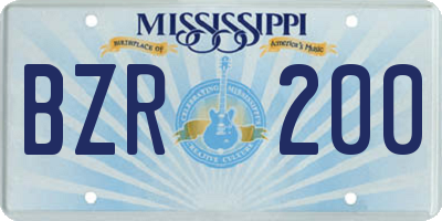 MS license plate BZR200
