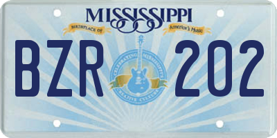 MS license plate BZR202