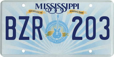 MS license plate BZR203