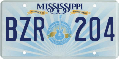 MS license plate BZR204