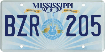 MS license plate BZR205