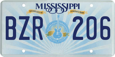 MS license plate BZR206