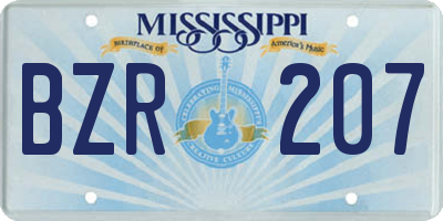MS license plate BZR207