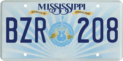 MS license plate BZR208