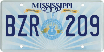 MS license plate BZR209