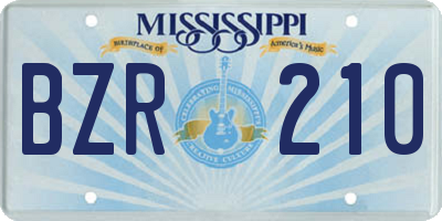 MS license plate BZR210