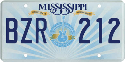 MS license plate BZR212