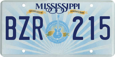 MS license plate BZR215