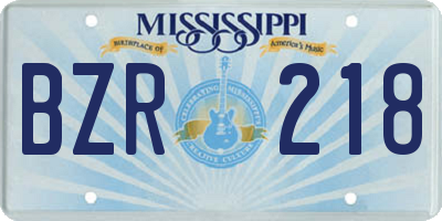 MS license plate BZR218