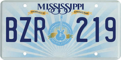 MS license plate BZR219