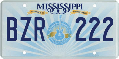 MS license plate BZR222
