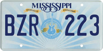 MS license plate BZR223