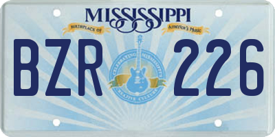 MS license plate BZR226
